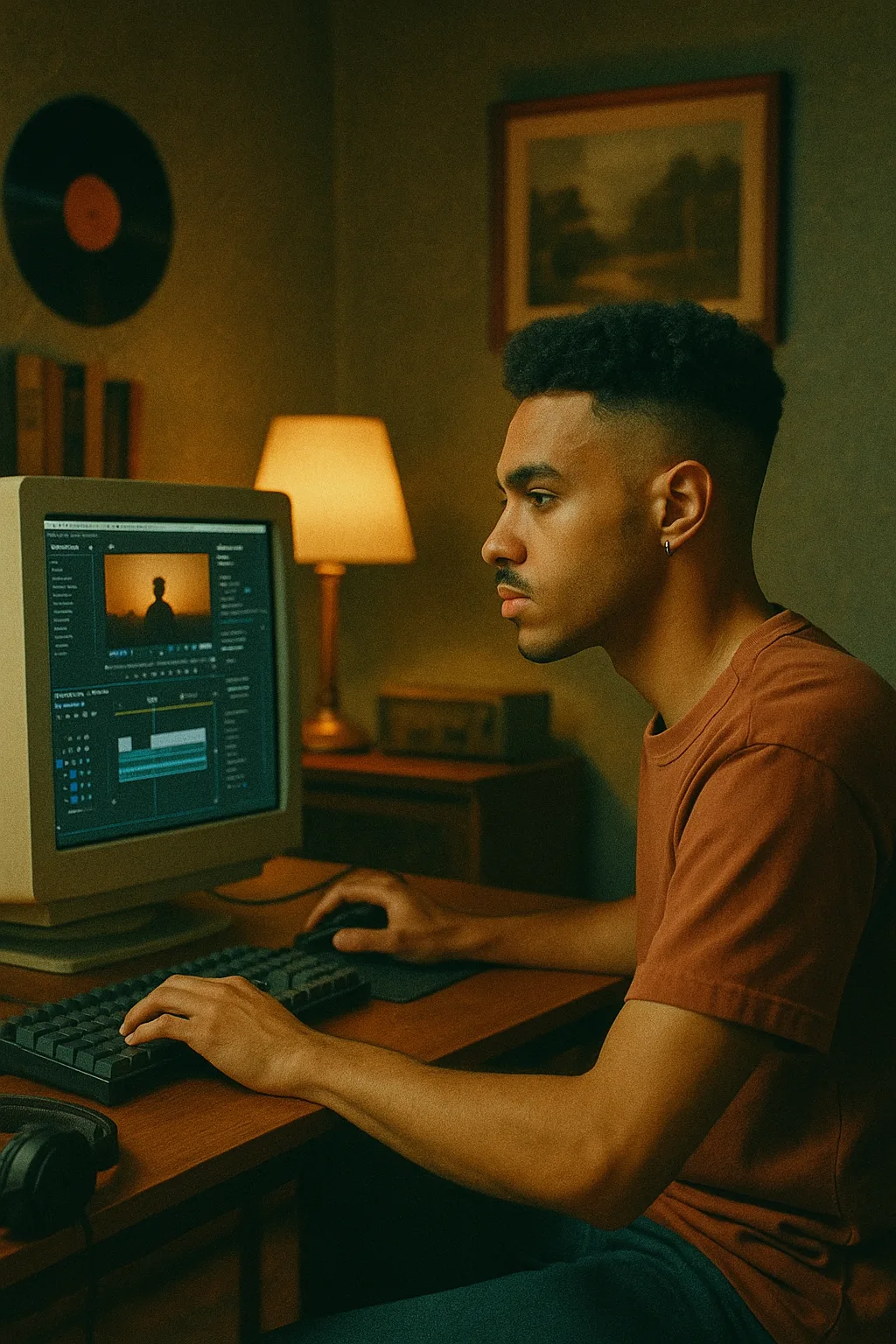 A person playing and streaming on their computer at home